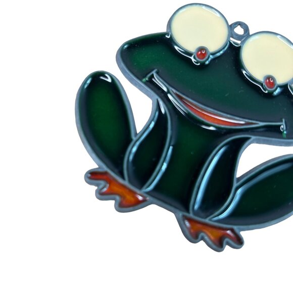 Vintage Handcrafted Frog Stained Glass Suncatcher Ornament Window Decor - Picture 3 of 7